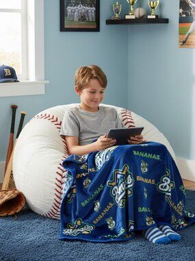 Savannah BANANAS Reversible blanket Plush Throw HUGE 60in X 70in NWT Baseball